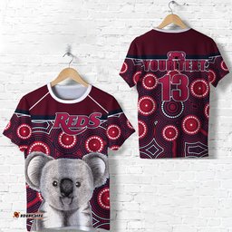 custom personalised reds rugby australian t shirt simple indigenous queensland custom text and number