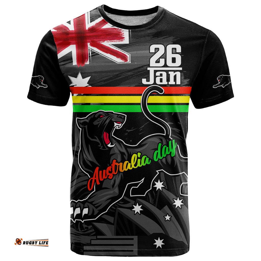 personalised nrl panthers australia day t shirt proud of our boys black