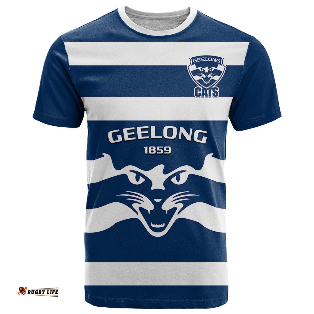 geelong football 2023 t shirt go cats navy blue sporty style