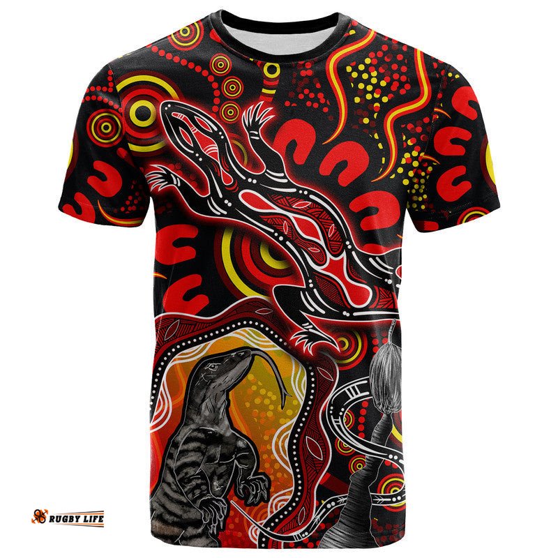 custom personalised aboriginal lizard t shirt red color