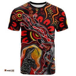 custom personalised aboriginal lizard t shirt red color