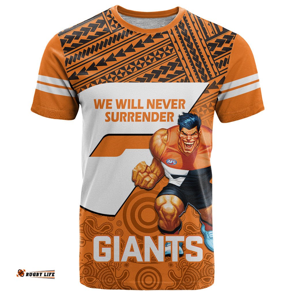 giants football t shirt gws go champions 2023 polynesian indigenous art