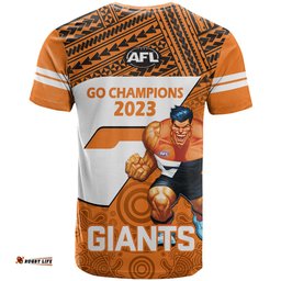 giants football t shirt gws go champions 2023 polynesian indigenous art