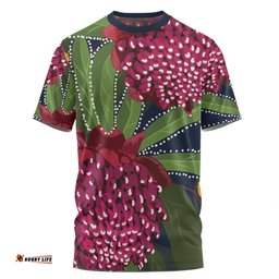 Amazing Aussie Australia Flowers Aboriginal T-shirt - Australian Waratah Flower Art T-shirt