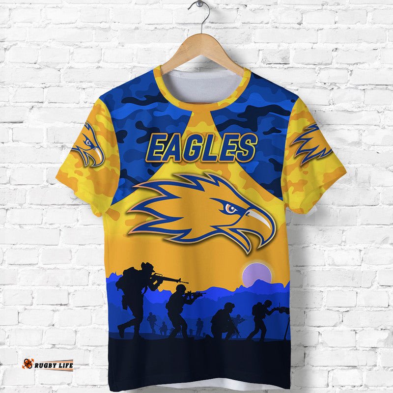 custom personalised west coast eagles anzac t shirt simple style gold