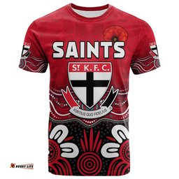 custom text and number saints anzac 2022 t shirt st kilda aboriginal remember them