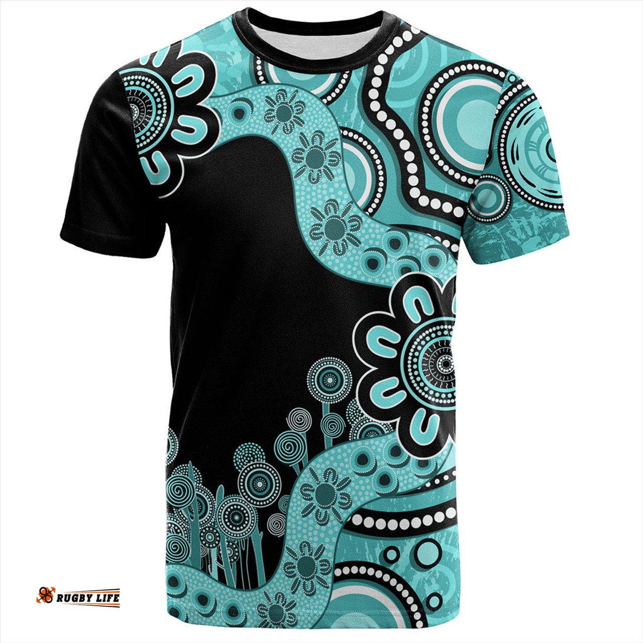 Amazing Aussie Australia T-Shirt Aboriginal Indigenous Dot Painting Turquoise