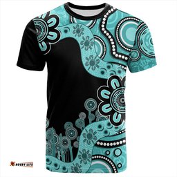 Amazing Aussie Australia T-Shirt Aboriginal Indigenous Dot Painting Turquoise