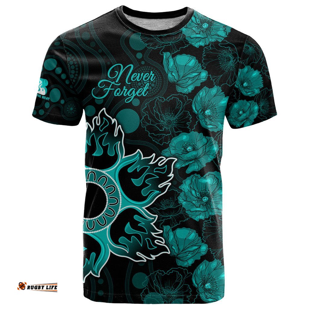 heat cricket never forget custom t shirt anzac day with poppy aboriginal