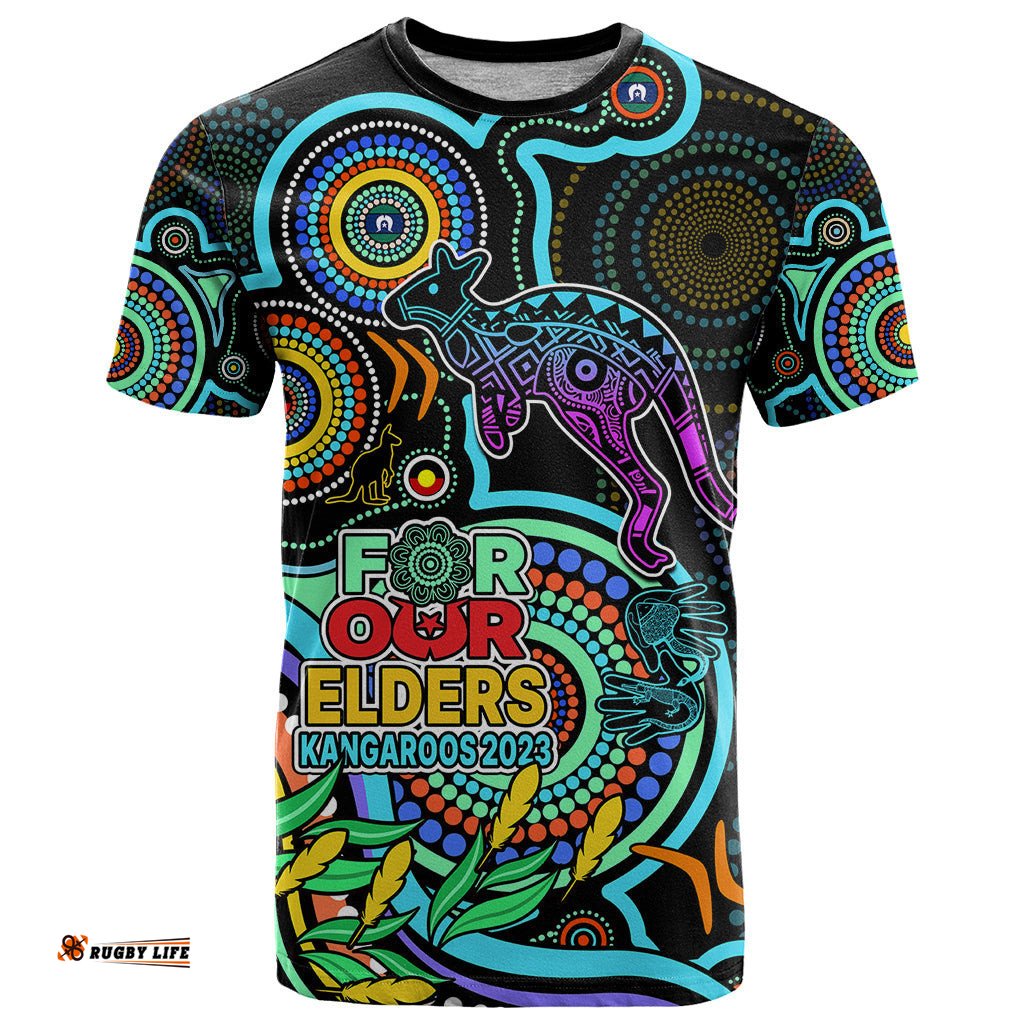 kangaroos football aboriginal art t shirt naidoc indigenous tribal