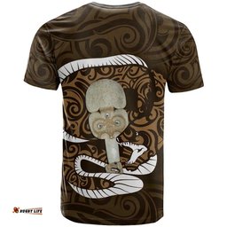 gold new zealand eel t shirt aotearoa maori tuna with kotiate weapon