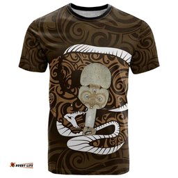 gold new zealand eel t shirt aotearoa maori tuna with kotiate weapon