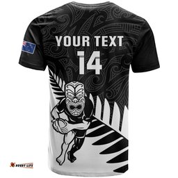 personalised new zealand silver fern rugby t shirt all black 2023 go champions maori pattern