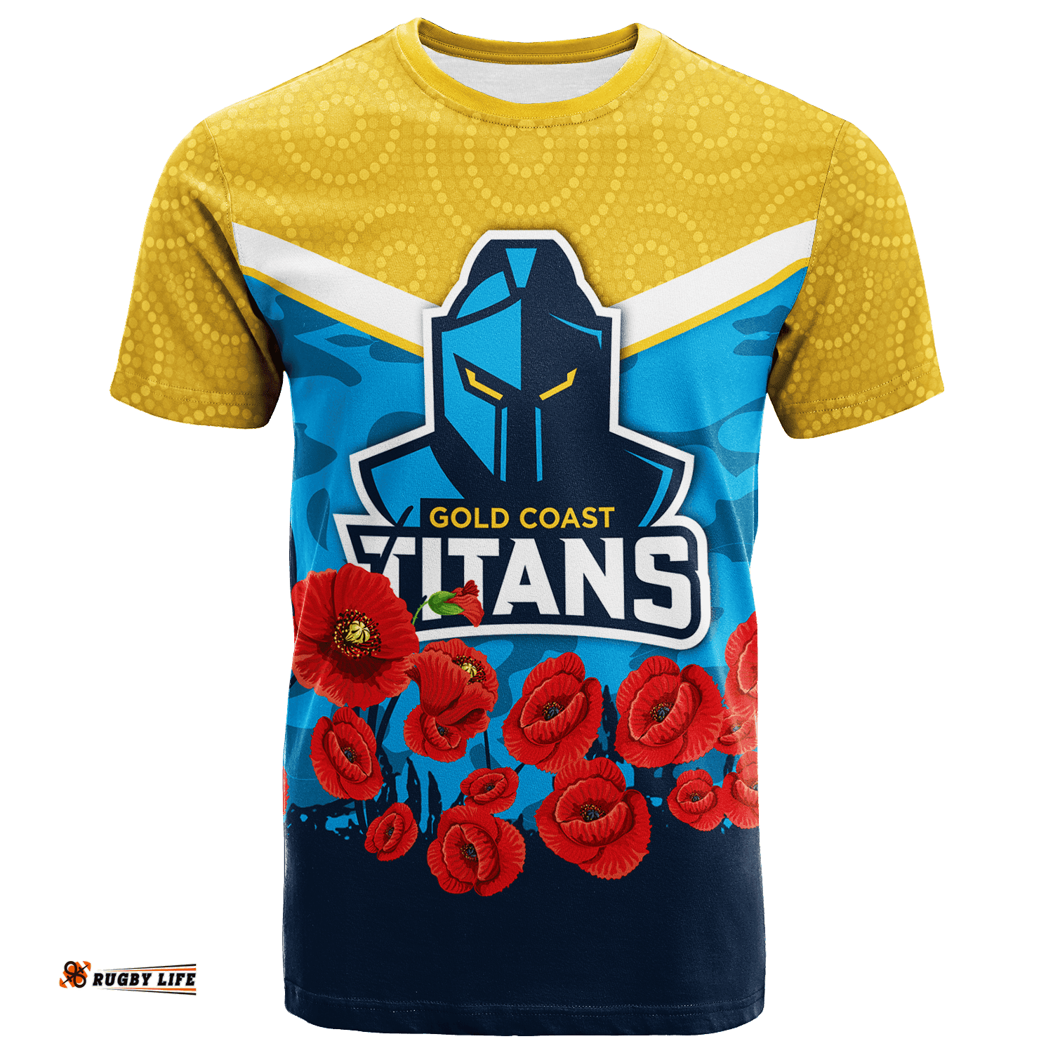 gold coast titans anzac day indigenous art t shirt