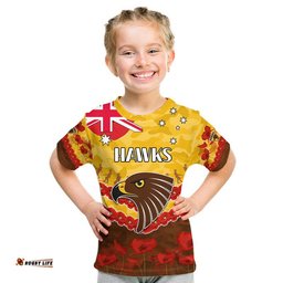 hawks football anzac t shirt lest we forget