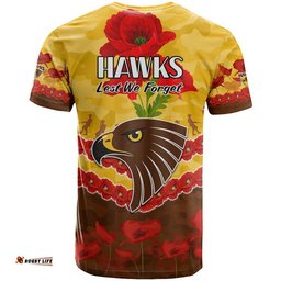 hawks football anzac t shirt lest we forget