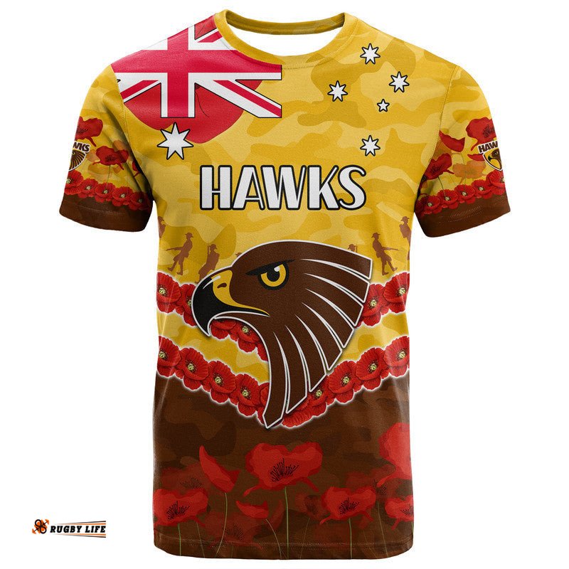 hawks football anzac t shirt lest we forget
