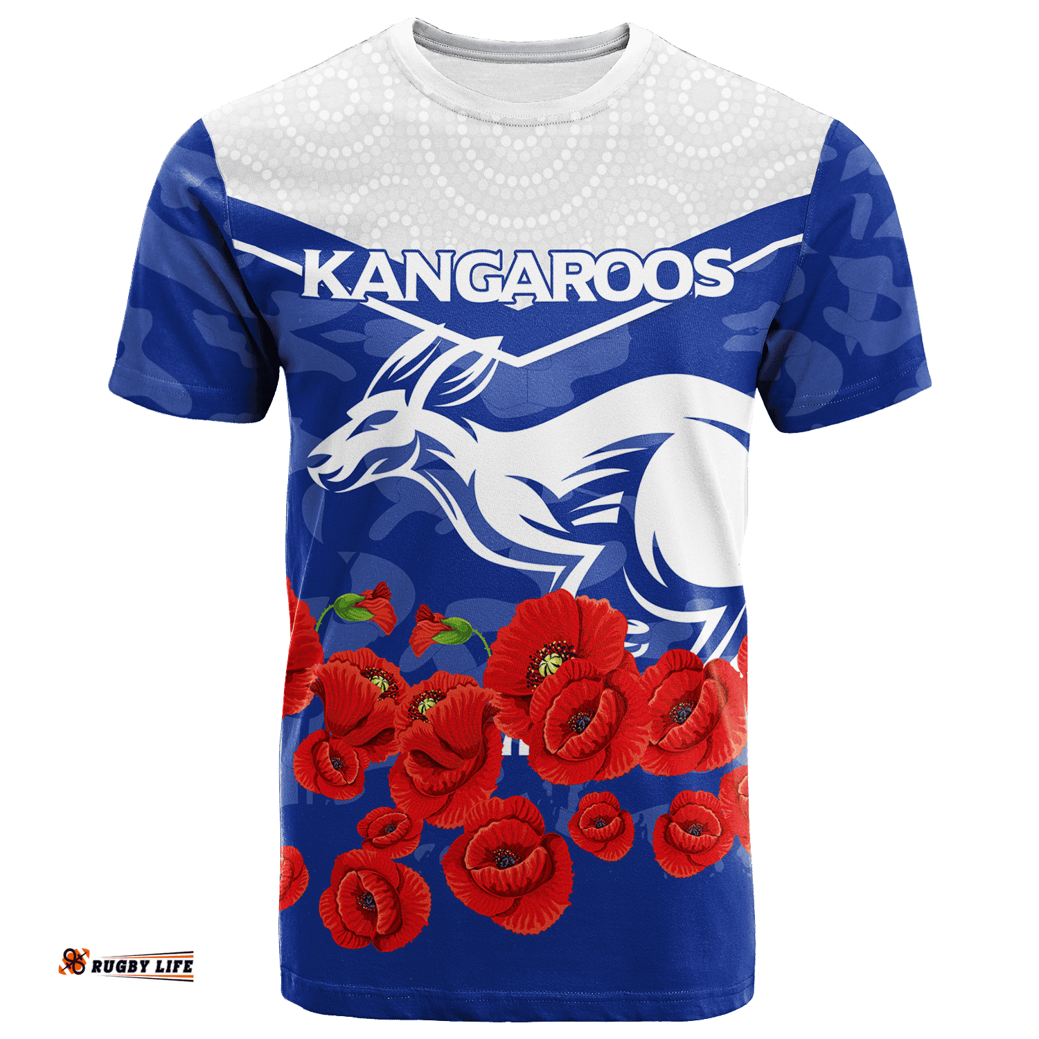 kangaroos anzac day indigenous art t shirt