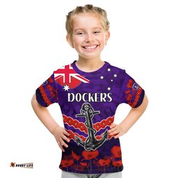 dockers football anzac t shirt lest we forget