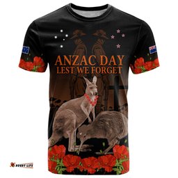 kangaroo and kiwi bird anzac day custom t shirt soldier style