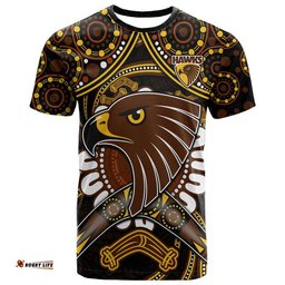 hawks football t shirt boomerang indigenous dots