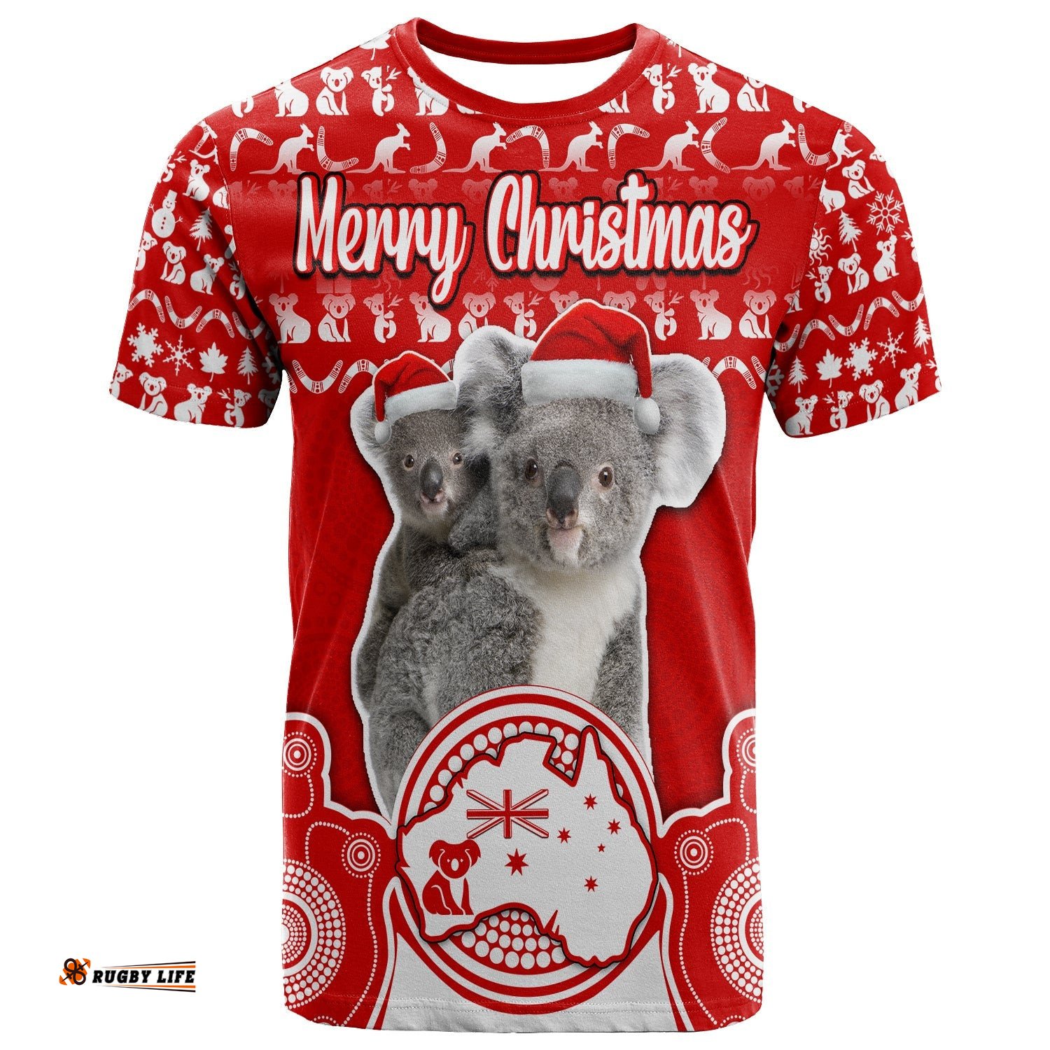 custom personalised australian koala christmas vibe with aboriginal dot painting style no1 t shirt