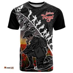 custom personalised aotearoa anzac day t shirt maori fern with poppy vibe