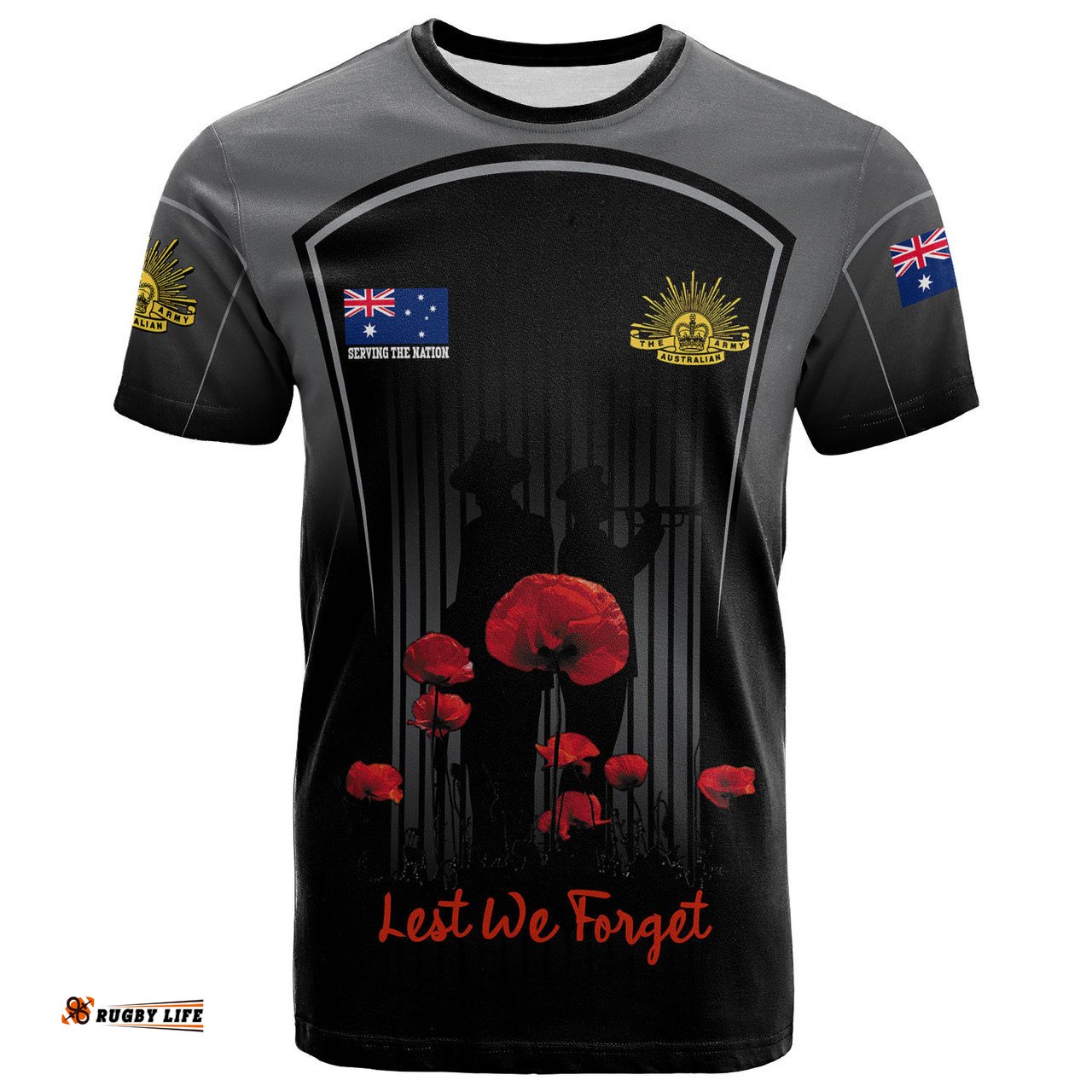 Amazing Aussie Australia Anzac Day Custom T-Shirt - Remembrance Day Lest We Forget Special Black T-Shirt