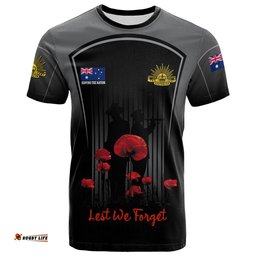 Amazing Aussie Australia Anzac Day Custom T-Shirt - Remembrance Day Lest We Forget Special Black T-Shirt