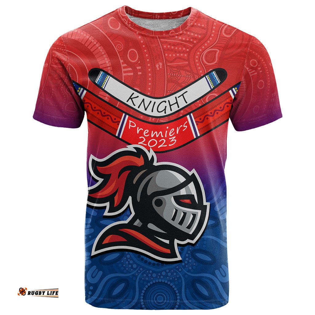 knights permier 2023 t shirt nrl mascot with aboriginal