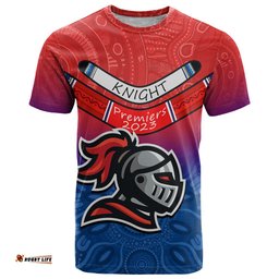 knights permier 2023 t shirt nrl mascot with aboriginal