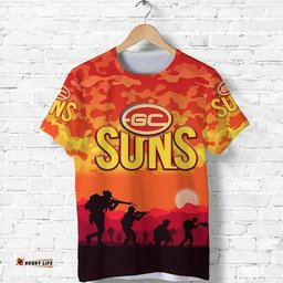 gold coast suns anzac t shirt simple style