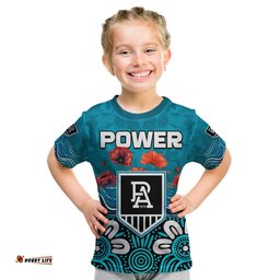 custom text and number power anzac 2022 t shirt port adelaide aboriginal remember them