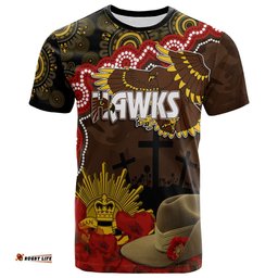 hawks football anzac 2023 t shirt aboriginal mix slouch hat