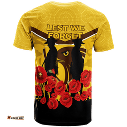 hawks anzac day t shirt indigenous art