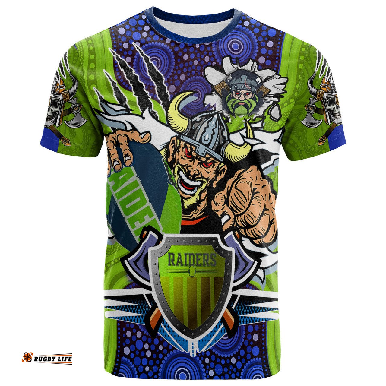 Amazing Aussie Canberra Raiders Custom T-shirt - Indigenous Vikings Power Scratch Style T-shirt