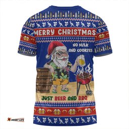 Amazing Aussie Australia Merry Christmas, Grilling Santa With Barbecue And Beer T-shirt