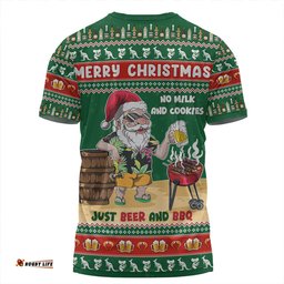 Amazing Aussie Australia Merry Christmas, Grilling Santa With Barbecue And Beer T-shirt
