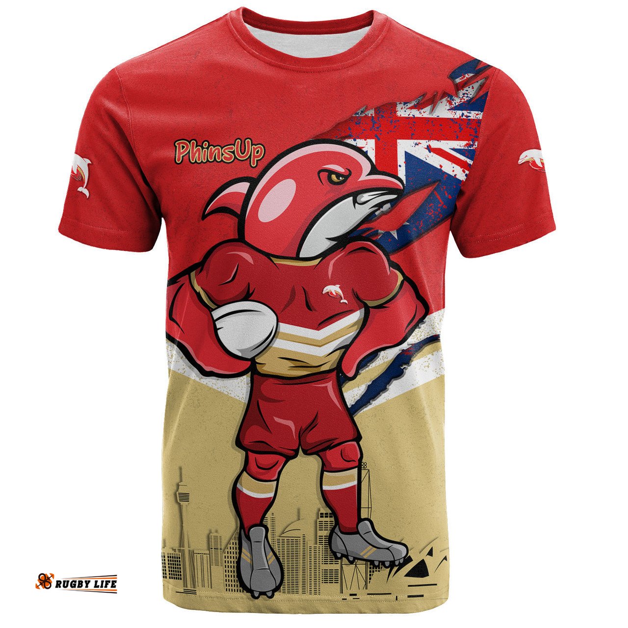 Amazing Aussie Redcliffe Dolphins T-Shirt Custom For Die Hard Fan Australia Flag Scratch Style