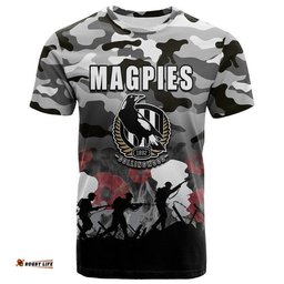 custom personalised afl anzac day t shirt magpies army style