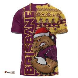 Amazing Aussie Brisbane Broncos Merry Ugly Xmas Nordic Pattern Style T-shirt