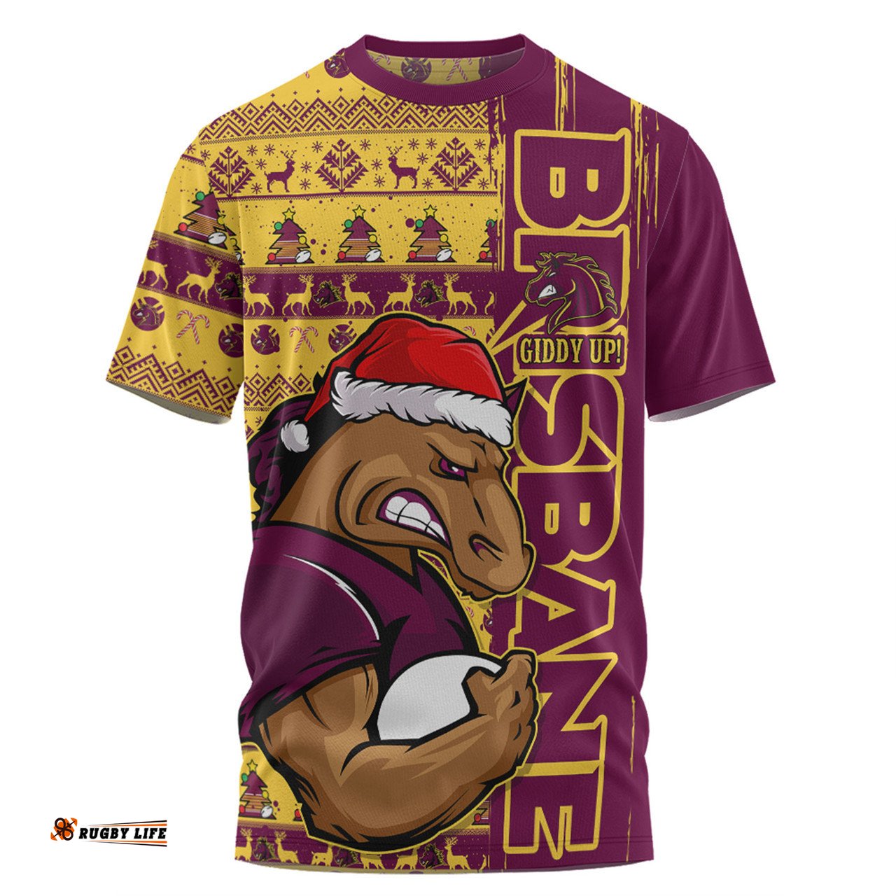 Amazing Aussie Brisbane Broncos Merry Ugly Xmas Nordic Pattern Style T-shirt