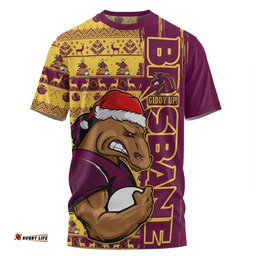 Amazing Aussie Brisbane Broncos Merry Ugly Xmas Nordic Pattern Style T-shirt