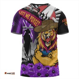 Amazing Aussie Brisbane Lions ANZAC Day Honor Purple Valor And Spirit T-shirt