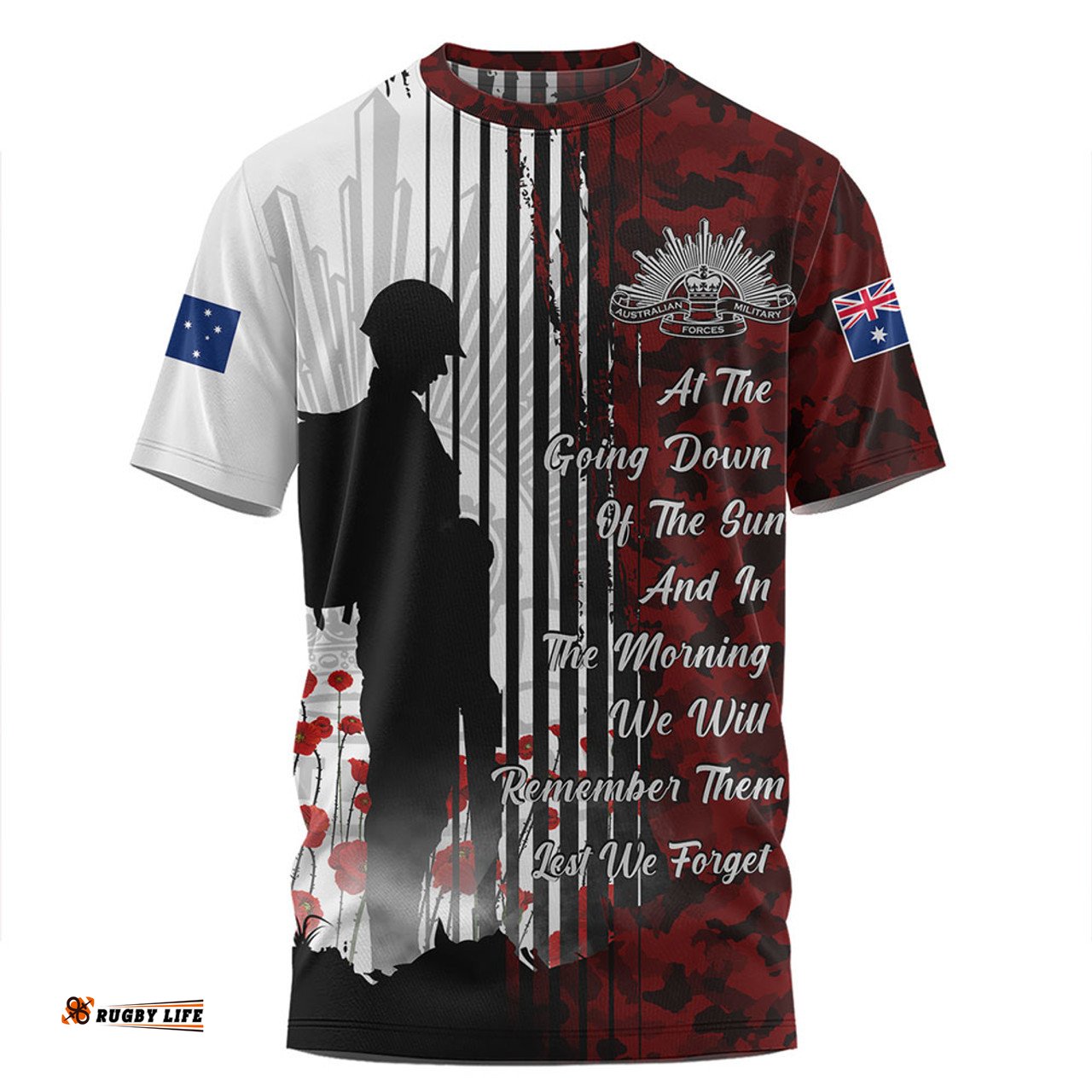 Amazing Aussie Australia Spirit Of Remembrance Day Lest We Forget Red T-shirt