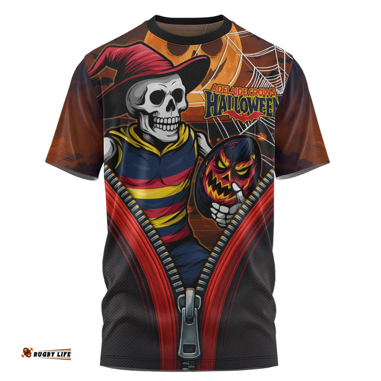 Amazing Aussie Adelaide Crows Halloween Night Reaper Zipper T-shirt