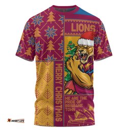 Amazing Aussie Brisbane Lions Merry Christmas Knit Style Festive Spirit T-shirt