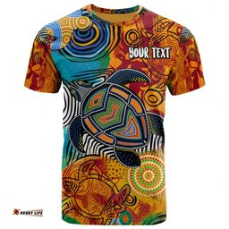 Amazing Aussie Australia Aboriginal Inspired Custom Turtle Indigenous Art T-shirt