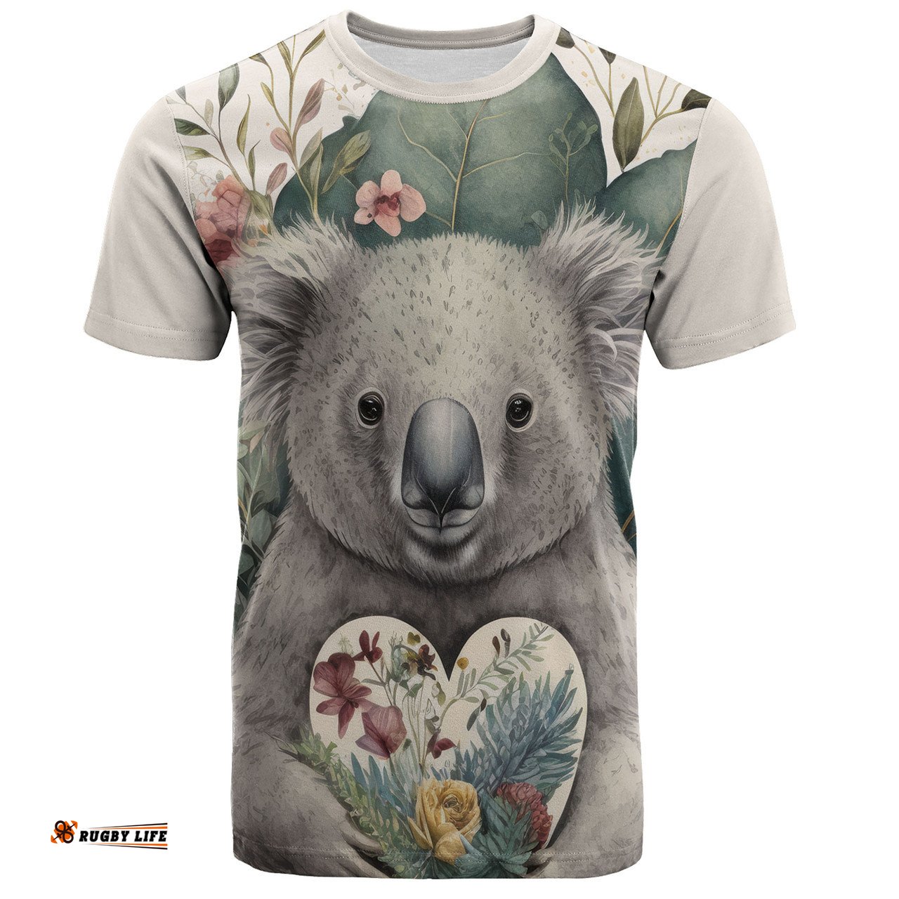 Amazing Aussie Australia Koala Koala Holding A Heart Adorned With Flowers  T-shirt