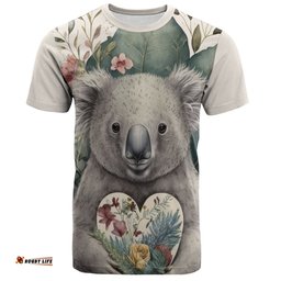 Amazing Aussie Australia Koala Koala Holding A Heart Adorned With Flowers  T-shirt